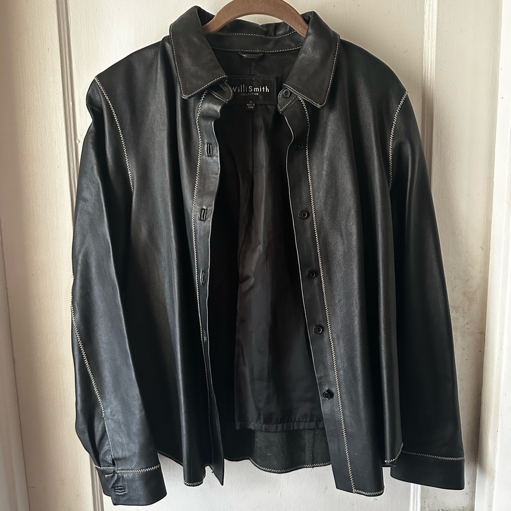 Willi Smith Black Leather Shacket